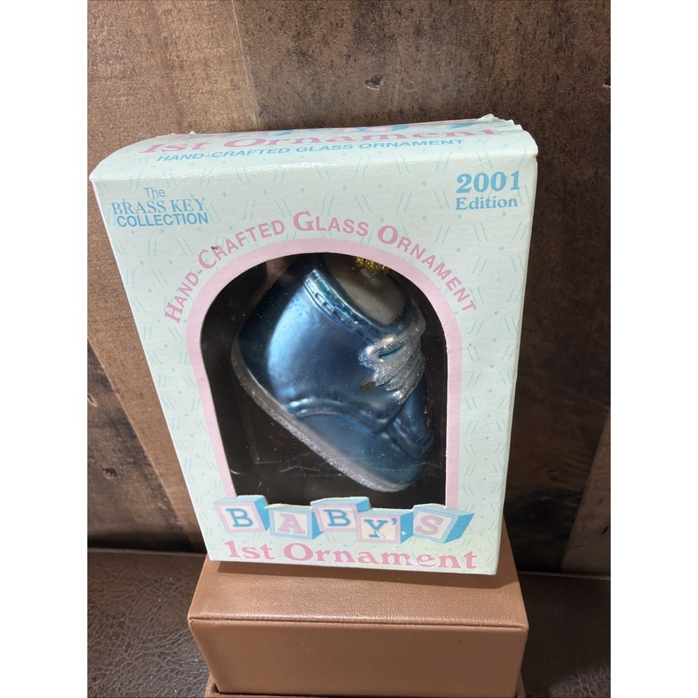 2001 Brass Key Collection Baby's 1st Ornament Hand-Crafted Blown Glass Blue Vtg - Picture 6 of 15